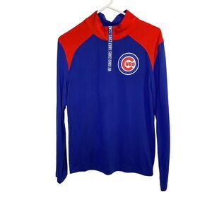 Men's Fanatics Branded Royal/Red Chicago Cubs Iconic Clutch 1/4Zip Pullover- S‎